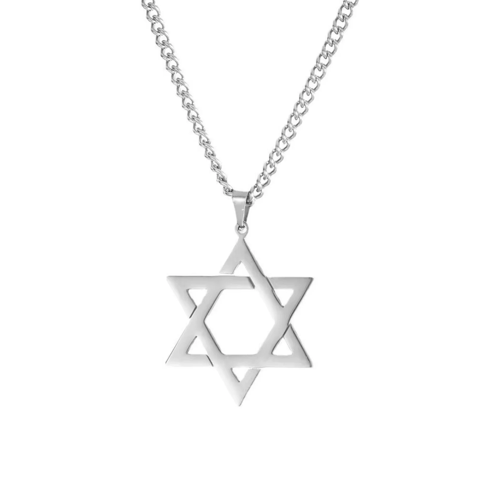 Davidstern-Halskette aus Edelstahl, Hexagramm-Anhänger, jüdisches Symbol, Souvenir-Schmuck, Geschenk für Männer und Frauen – Detail 1