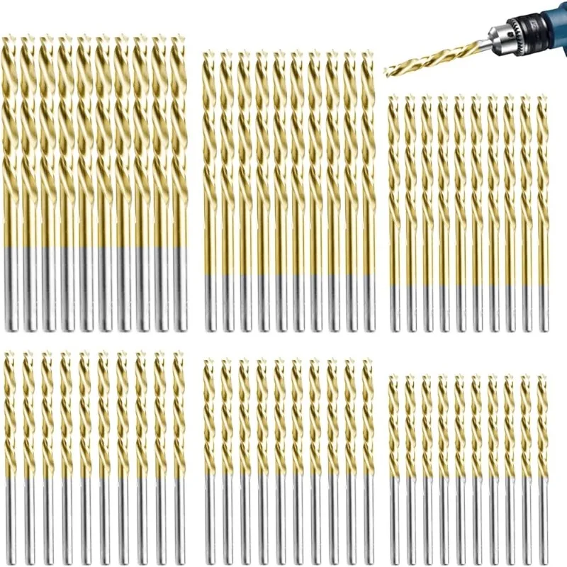 

50 шт., набор спиральных сверл с титановым покрытием, 1-3 мм, маленькое сверло, электрическая дрель, набор сверл, DIY деревообрабатывающий сверлильный и открывающийся инструмент