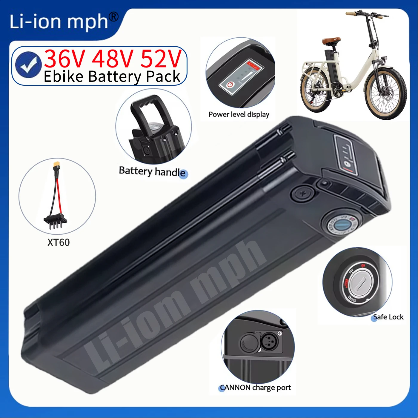 

high quality 18650 48V 36V 52V 21Ah Silver Fish high-capacity Liion battery pack For 350W 500W 750W 1000W 1500W 2000W motors