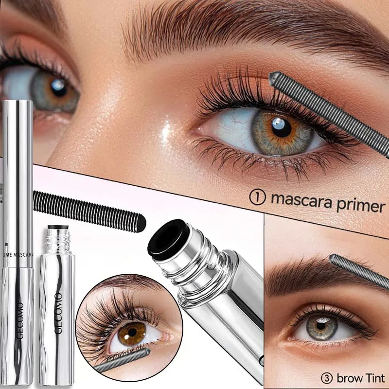 Wasserfeste Metallic-Tube-Mascara mit Seidenfasern, langanhaltend, für geschwungene Wimpern, Wimpernverlängerung, verdickende Spiral-Stahlbürste