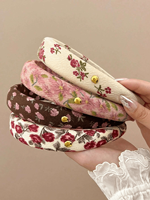 French floral headband for women's Valentine's Day limited edition new retro high skull top premium sponge headband