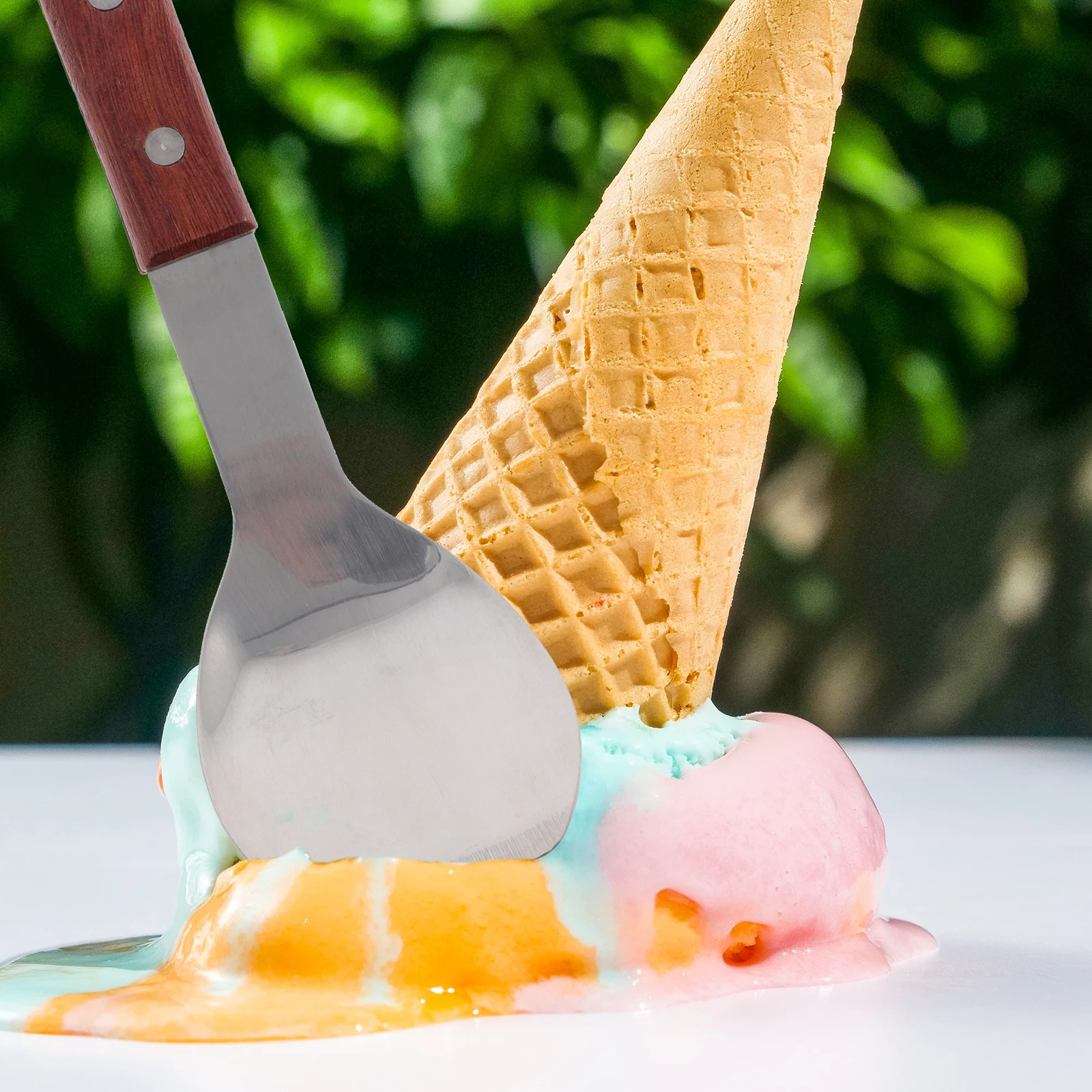 

2 Pcs Stainless Steel Ice Cream Scoop Ball digger Dessert Spoons Corrosion Resistant Wooden H Practical Kitchen Bar Tools
