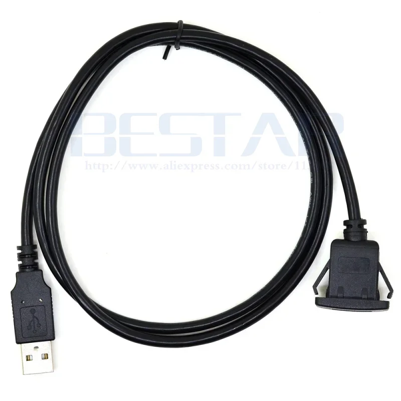 Cavo da incasso per montaggio a pannello USB 2.0 A maschio a femmina con porta singola quadrata da 1 m per cruscotto moto auto 3FT