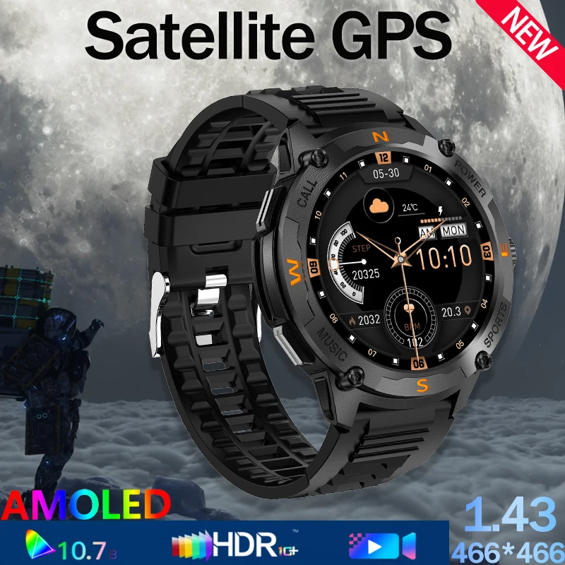 

Новые уличные GPS-смарт-часы для мужчин 1,43 AMOLED-экран Bluetooth-вызов Спортивные глубокие IP67 Водонепроницаемые умные часы с пульсометром для сна