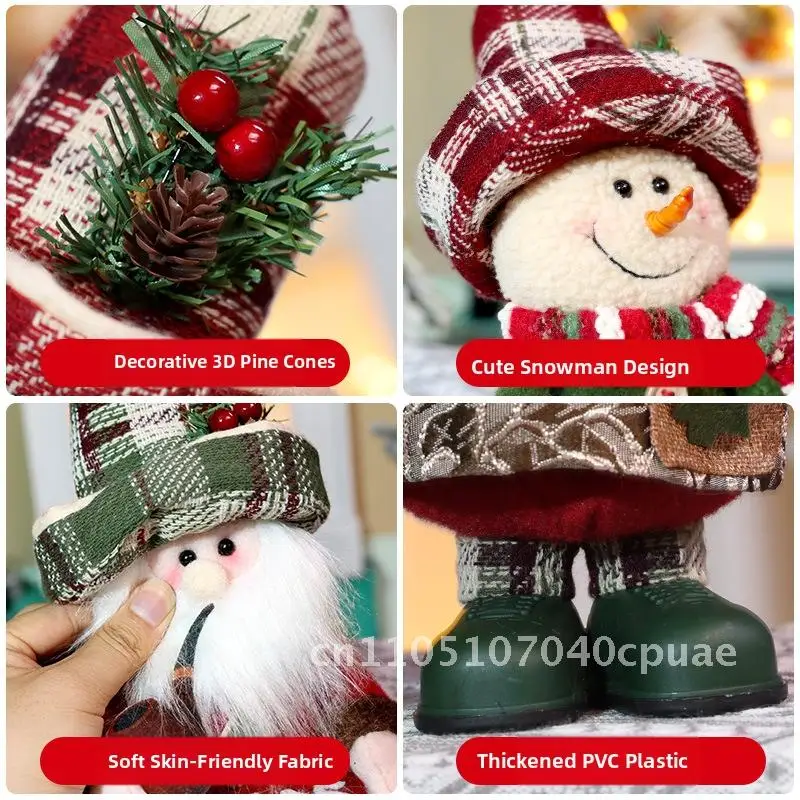 Novas decorações de boneca de natal xadrez velho boneco de neve elk stand boneca boneca do feriado