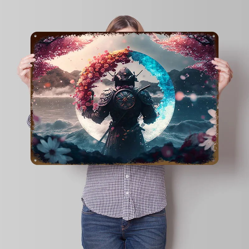Japanisches Landschafts-Portal Metallposter Maßgefertigte Wandkunst Retro Vintage Metallschilder für Männerhöhle Bar-Zubehör Badezimmer-Dekor