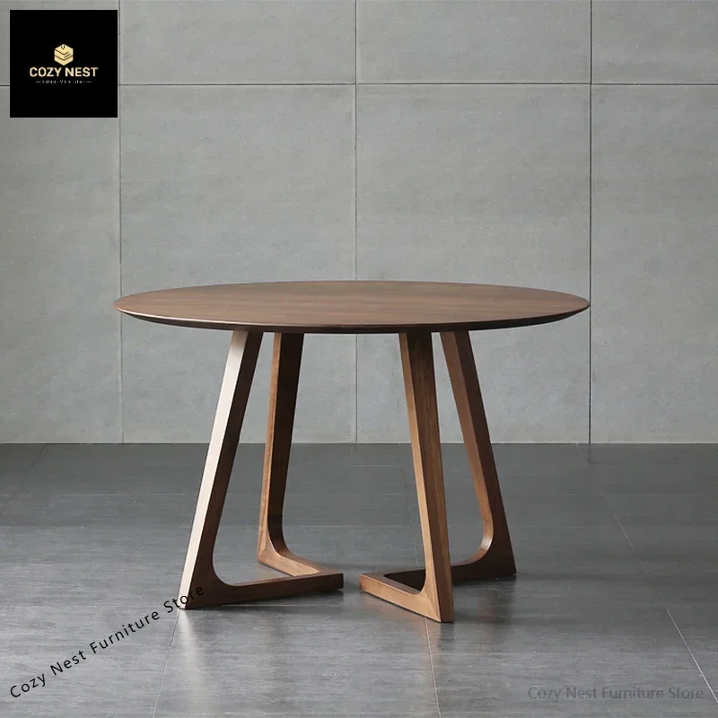 طعام من الخشب الصلب، طعام منزلي صغير، مفاوض استقبال وكرسي، شرفة مستديرة من خشب الجوز