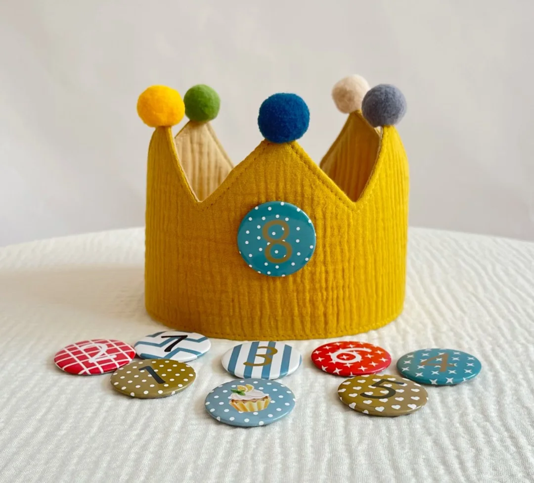 Baby Birthday Party Hat Mini Colorful Crown Headband Hat With Numbers Newborn Party Photography Props Birthday Party Decor Gifts