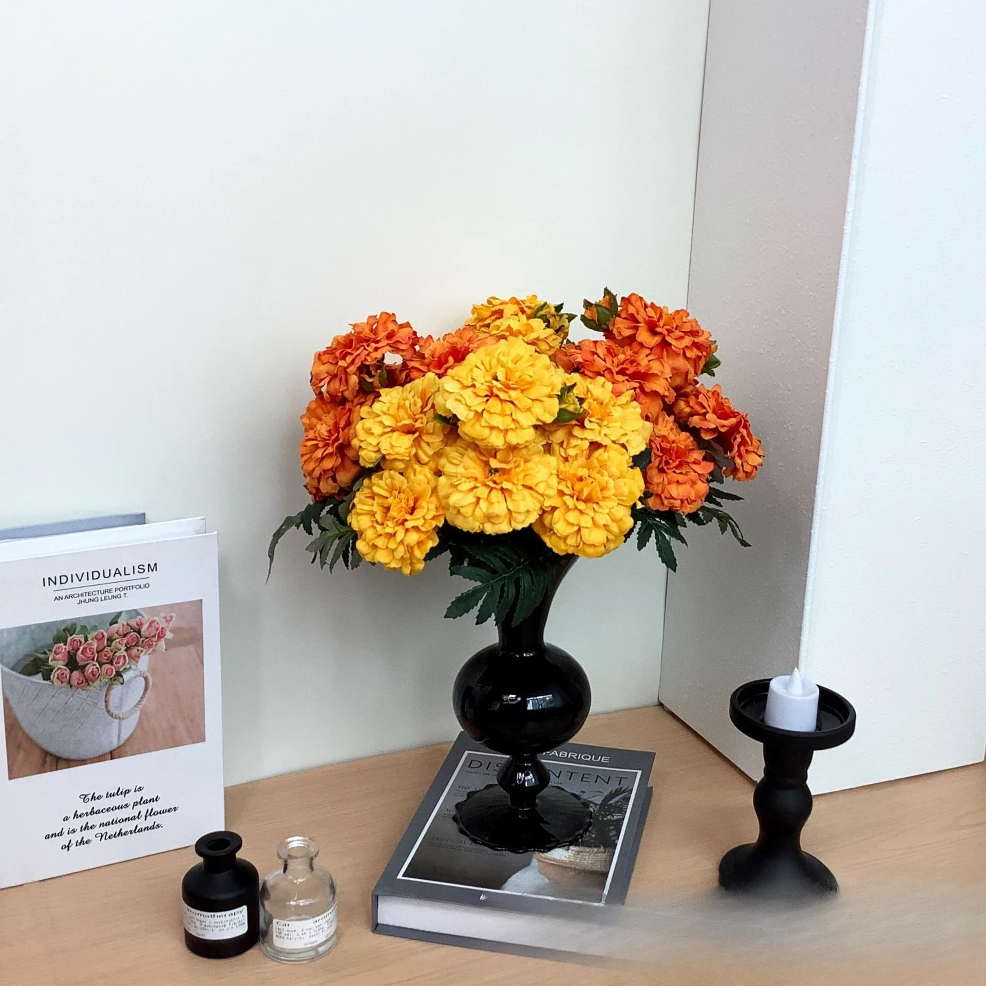 Vintage Künstliche Ringelblumen, Faux-Kalendula-Bouquet, Einfacher Retro-Stil für Wohnzimmer, Heimdekoration, Vasen-Mittelstück – Detail 4