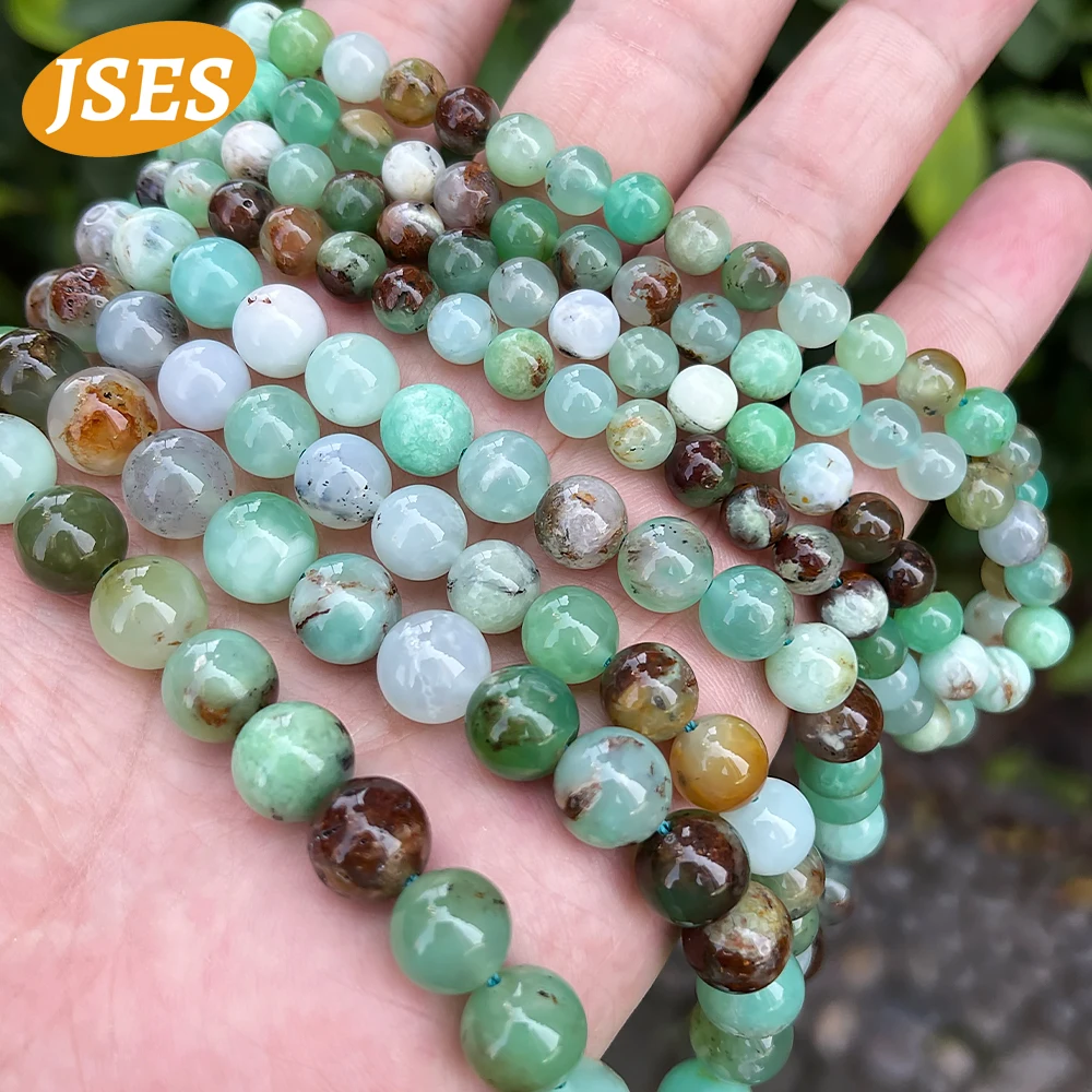 Natural Australian Chrysoprase Stone Round Loose Beads for Jewelry Making Bracelets Earrings DIY Accessories 4/6/8/10mm