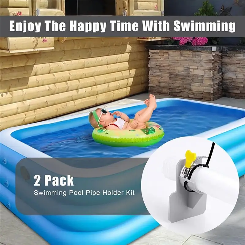 PZHI Swimming Pool Pipe Holders, Above Ground Pool Accessories, Adjustable Hose Clamps for Pools, Durable Gray