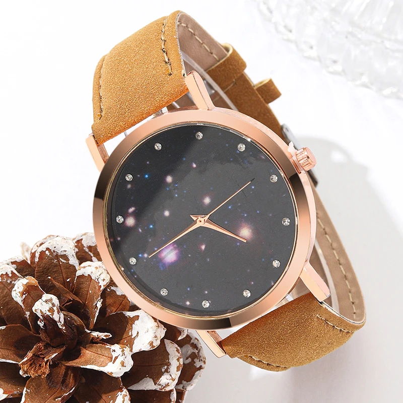 Часы наручные женские кварцевые с круглым циферблатом, 5 шт.