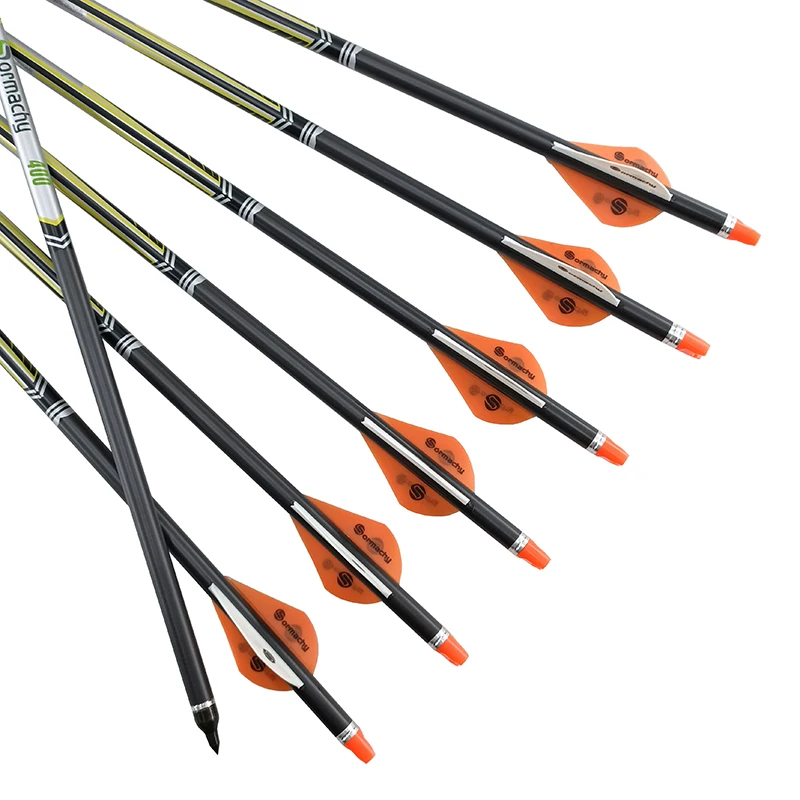 

12/24pcs 13.5-20inches Spine400 100% Pure Carbon Arrows for Crossbow Hunting Archery Sports Hunting Shooting