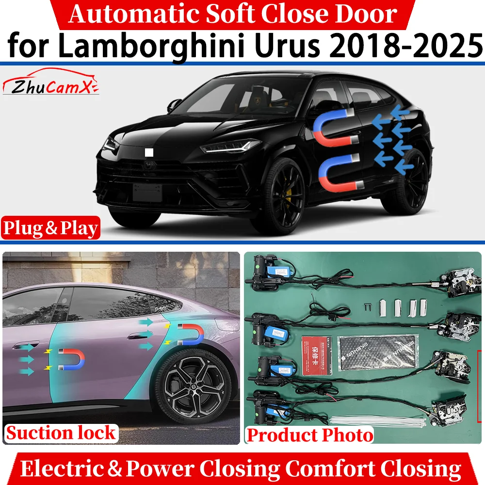 ZhuCamX for Lamborghini Urus 2018-2025 Automatic Soft Close Door Electric Power Comfort Closing Suction lock Quiet System