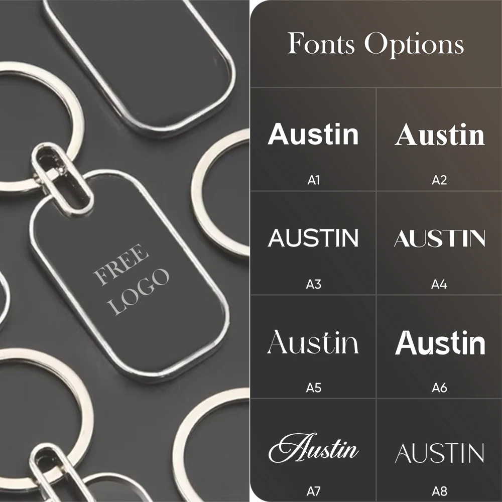 1PCS Free Custom Engraving Logo Name Metal Keychain Personalized Round KeyChains Plate Laser Marking Black Mirror Key Chain Gift