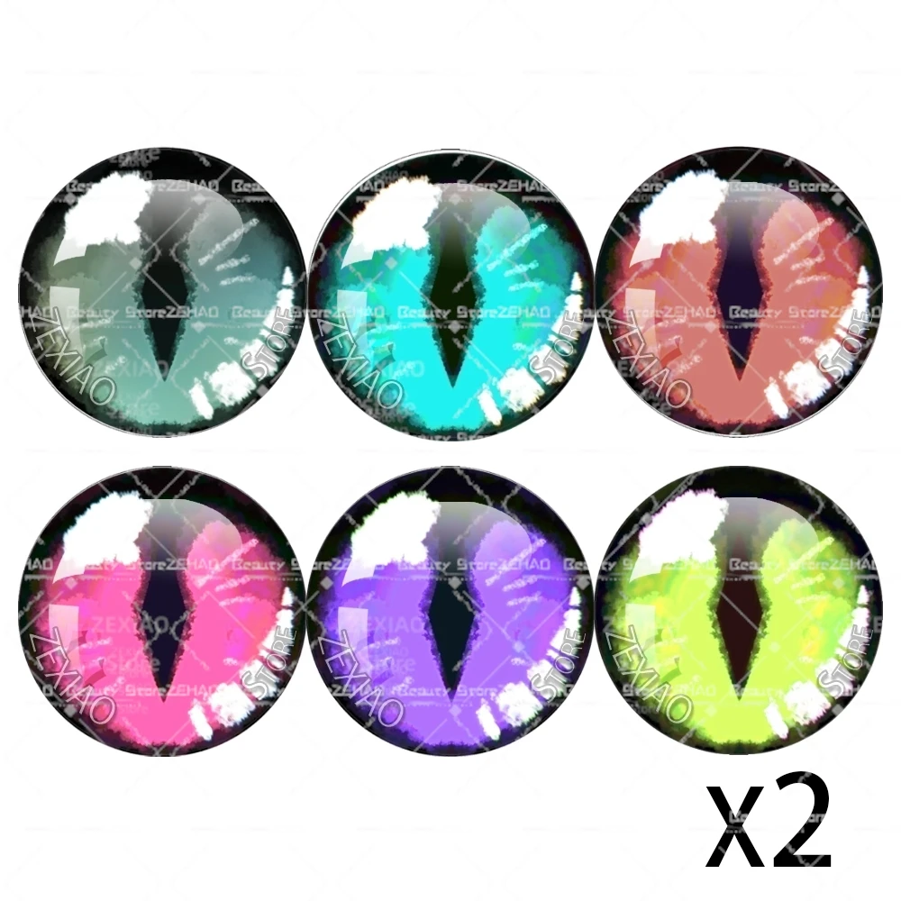 12er-Set Charm-Glasaugen Cabochon 10MM-40MM Runde Kuppelaugen Drachenaugen Katzenaugen Spielzeug DIY Zubehör MIX Pupillenaugen Cameo Geschenk Schmuck