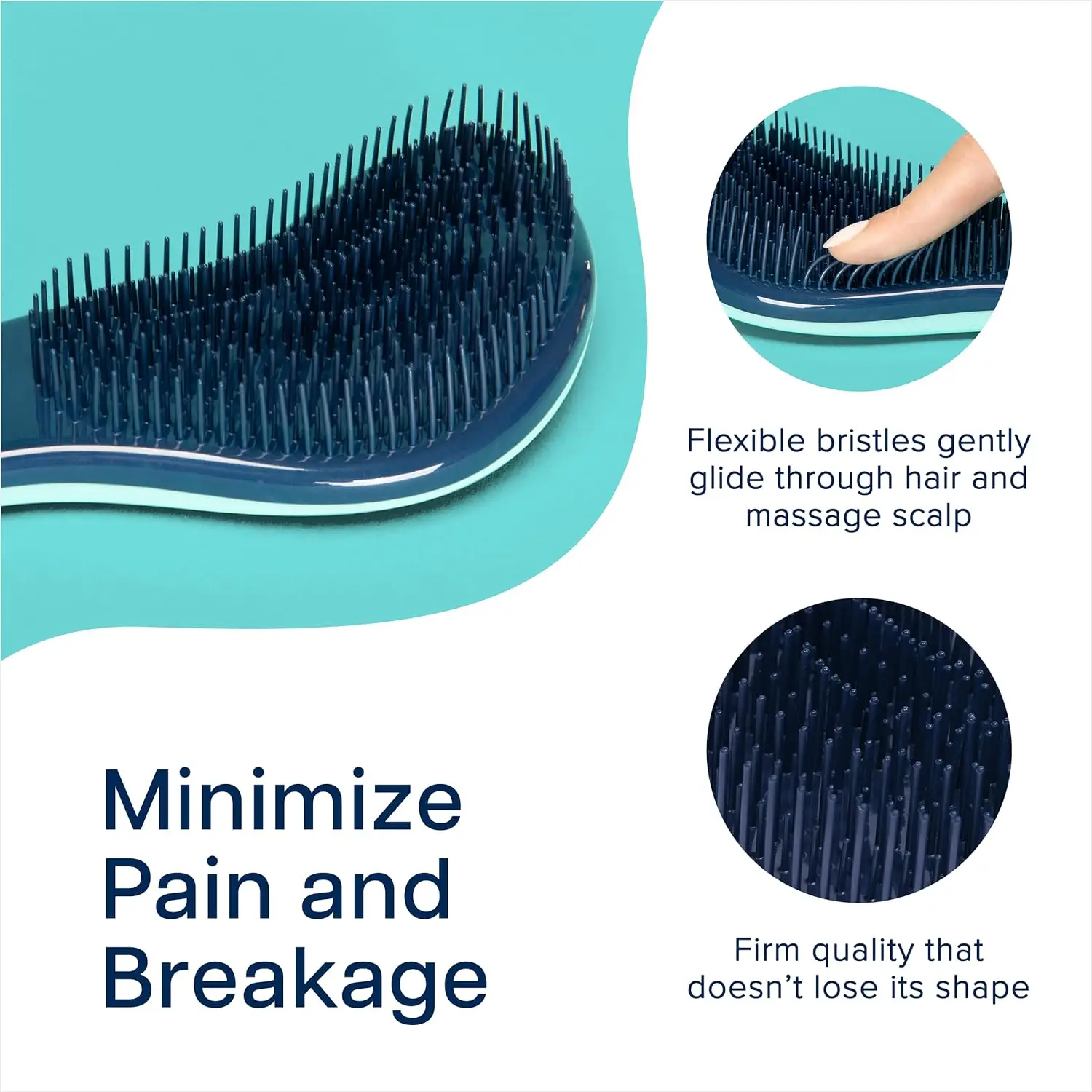 Hair Brush For Kids And Adults, Gentle Hair Care Wet Brush With Soft Flexible Bristles For Straight, Natural, Curly, Dry