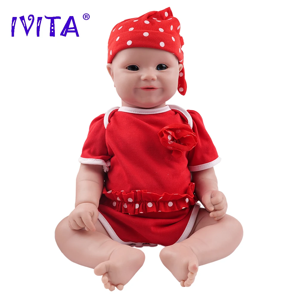 IVITA WG1563 45cm 3180g 100% Full Body Silicone Reborn Baby Doll Realistic Unpainted Girl Dolls DIY  Children Christmas Toys