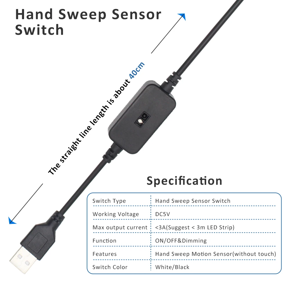 USB COB LED Strip Light 0.5M 1M 2M 3M Hand Sweep Waving ON OFF Motion Sensor Backlight TV Kitchen DC 5V Under Cabinet Lights