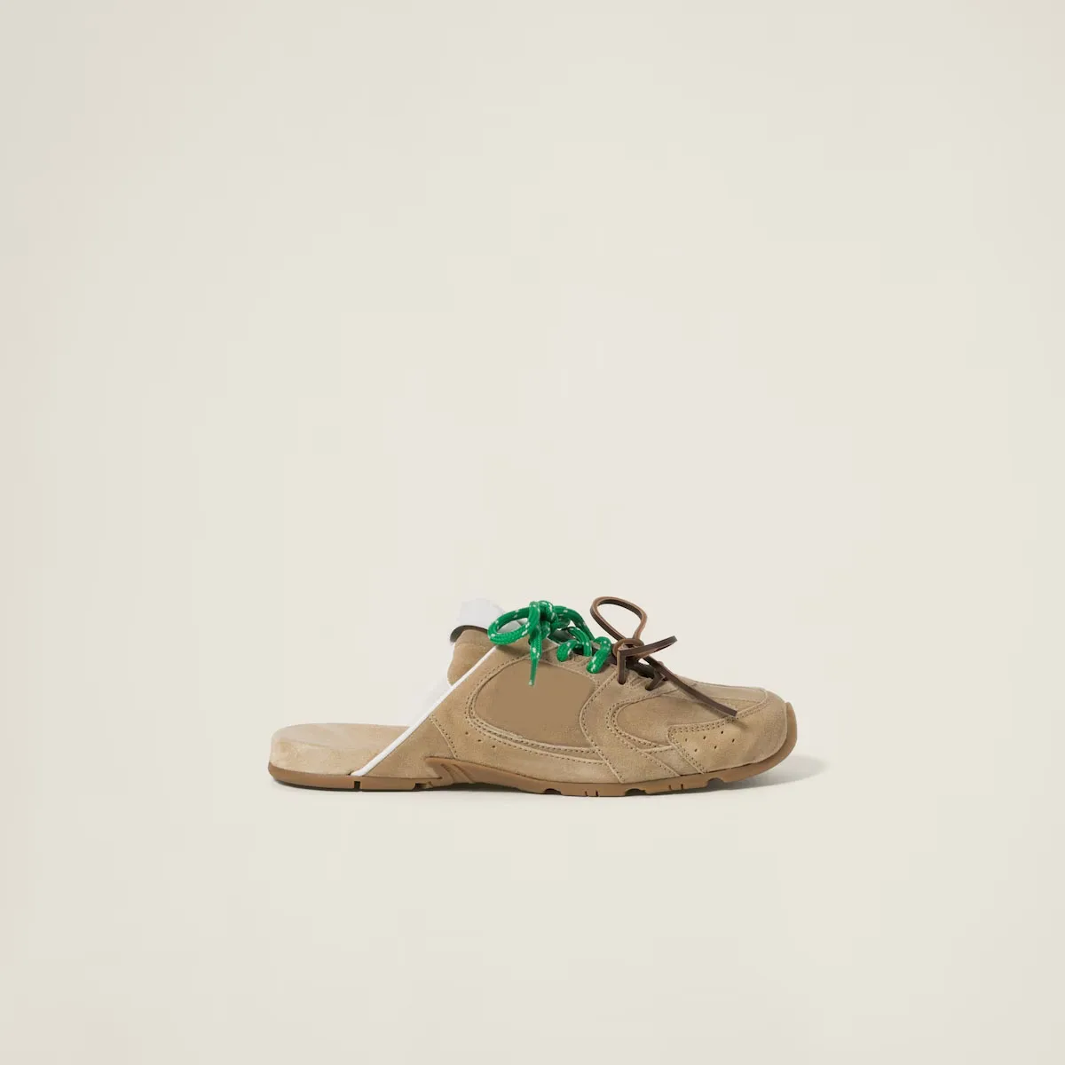 Women's Ecru 530 Sl Faded Suede Mules Leather And Cotton Laces Shoes