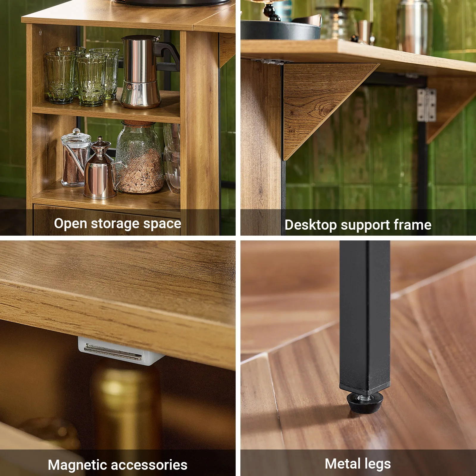 SoBuy FWT98-PF Bartisch Esstisch mit erweiterbarer Arbeitsfläche Hochtisch Bistrotisch Stehtisch Bartresen im Industrie-Desig – Detail 10