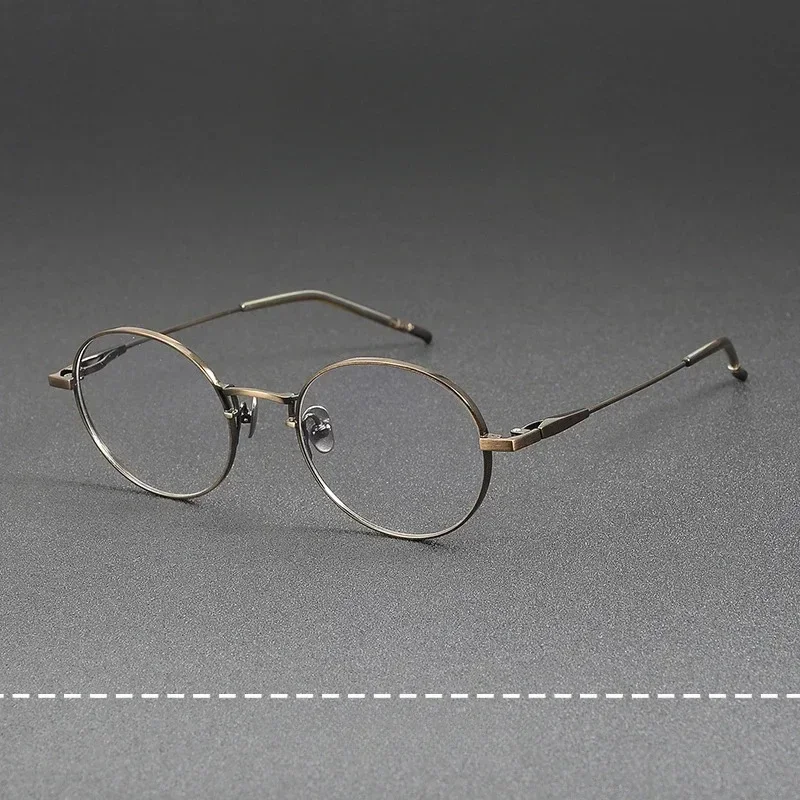 

Легкие круглые очки высшего качества для близорукости ручной работы для мужчин и женщин, титановая оправа в стиле ретро 463YX, очки с защитой от синего света
