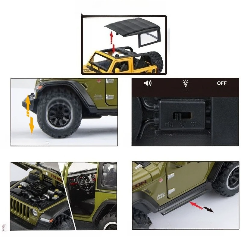 1:32 ジープラングラールビコン 1941 合金車モデル金属ダイキャスト車両サウンドライトプルバック車のおもちゃ子供のギフト