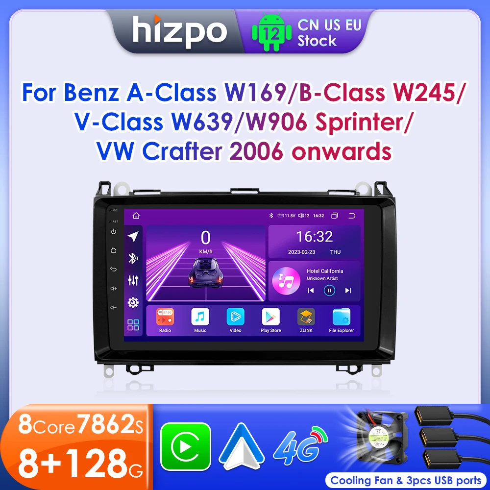 Hizpo 2 Din Car Radio For Mercedes Benz B200 Sprinter W906 W639 AB Class W169 W245 Viano Vito Wireless CarPlay Android Auto 2din