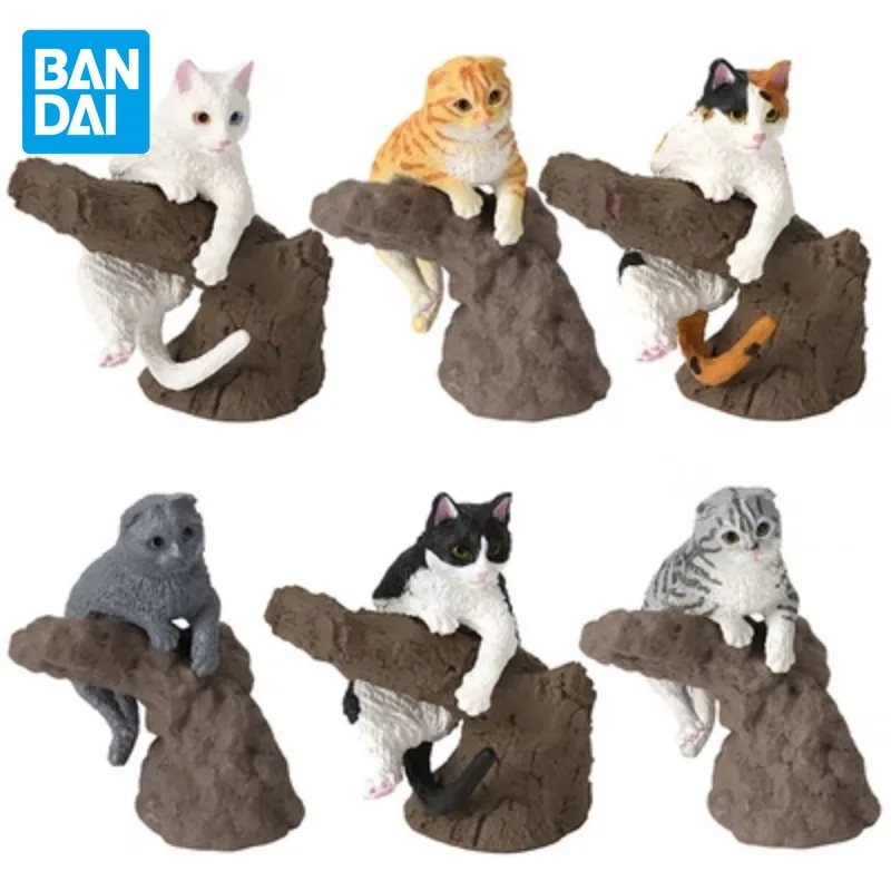 Bandai Gashapon Biographical Encyclopedia Original Anime Figure Finger Up The Cat Kids Toys Desktop Ornaments Collectible Gift