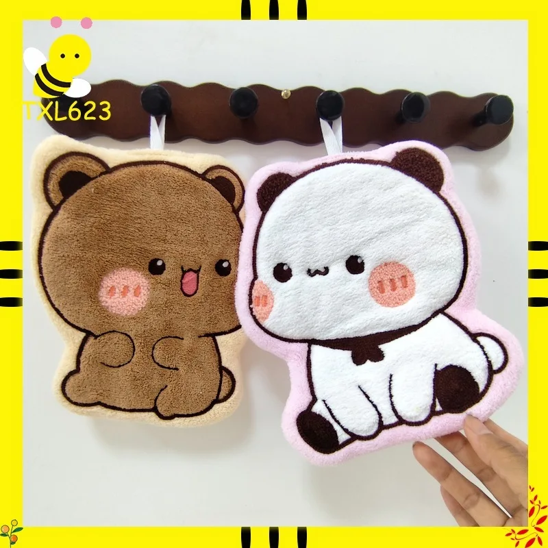 In Stock Soft Bubu Dudu Hand Towel Double Layer Thick Absorbent Coral Fleece Hanging Towel Cute Cartoon Towel For Home Towel