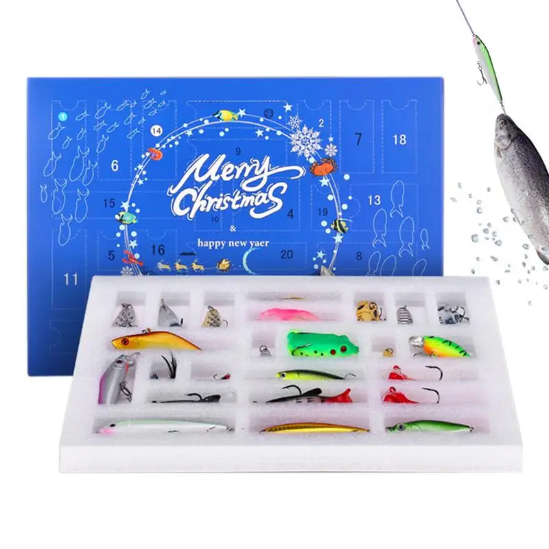 Christmas Advent Calendar Fishing Lures Set 24 Days Christmas Countdown Minobo VIB Sequin Set Toys Xmas Fishing Lures Set