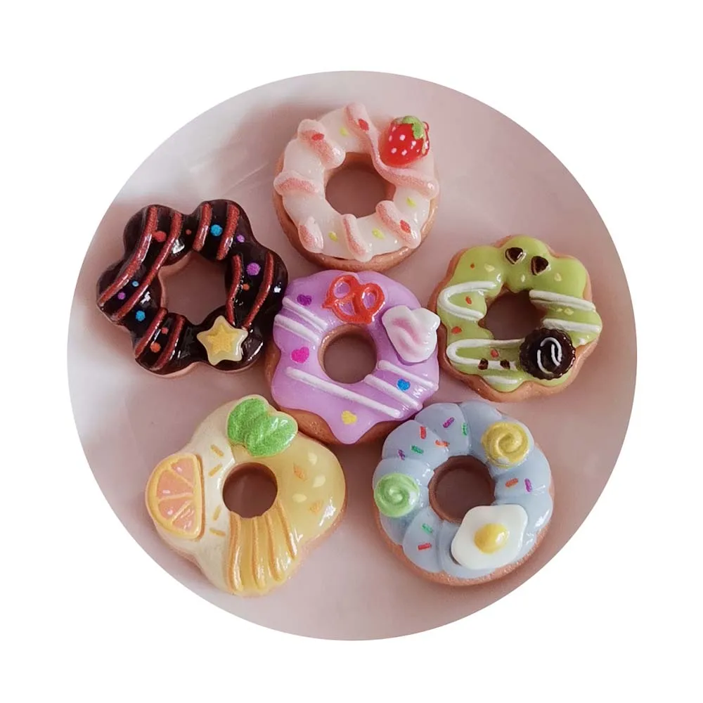 Doughnut Miniature DIY Craft Flatback Resin Cabochon Mixed Doughnut Miniature Sweet Desert Slime Charms Craft
