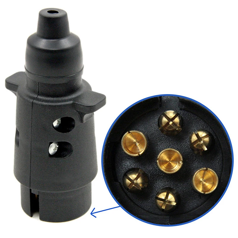 1PC 7 Pin Socket Plugs For Trailers RVs Waterproof Plugs Socket Adapter 12V 7 Way Round Standard European Car Plug Connector