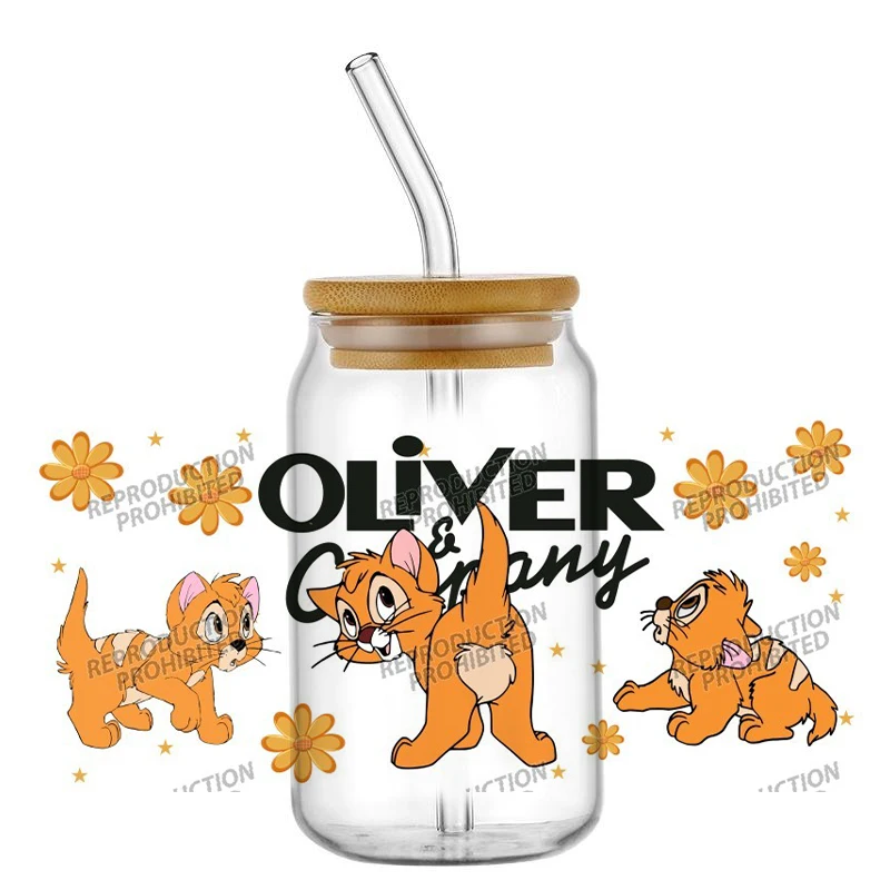 Popular Cartoon Lovely Oliver Dodger Tito 16oz UV DTF 3D Transfer Sticker Decals For Glass Can Cup Fashion Craft DIY Creative