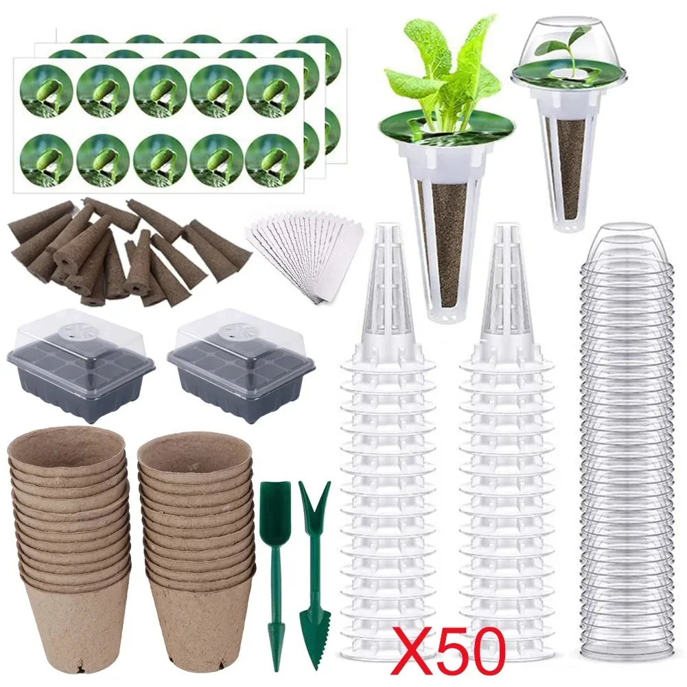 Transparent Agricultural Seedling Tray Seed Pods Kit for Hydroponics Growing System Outdoor Indoor Plants Hydroponics Supplies