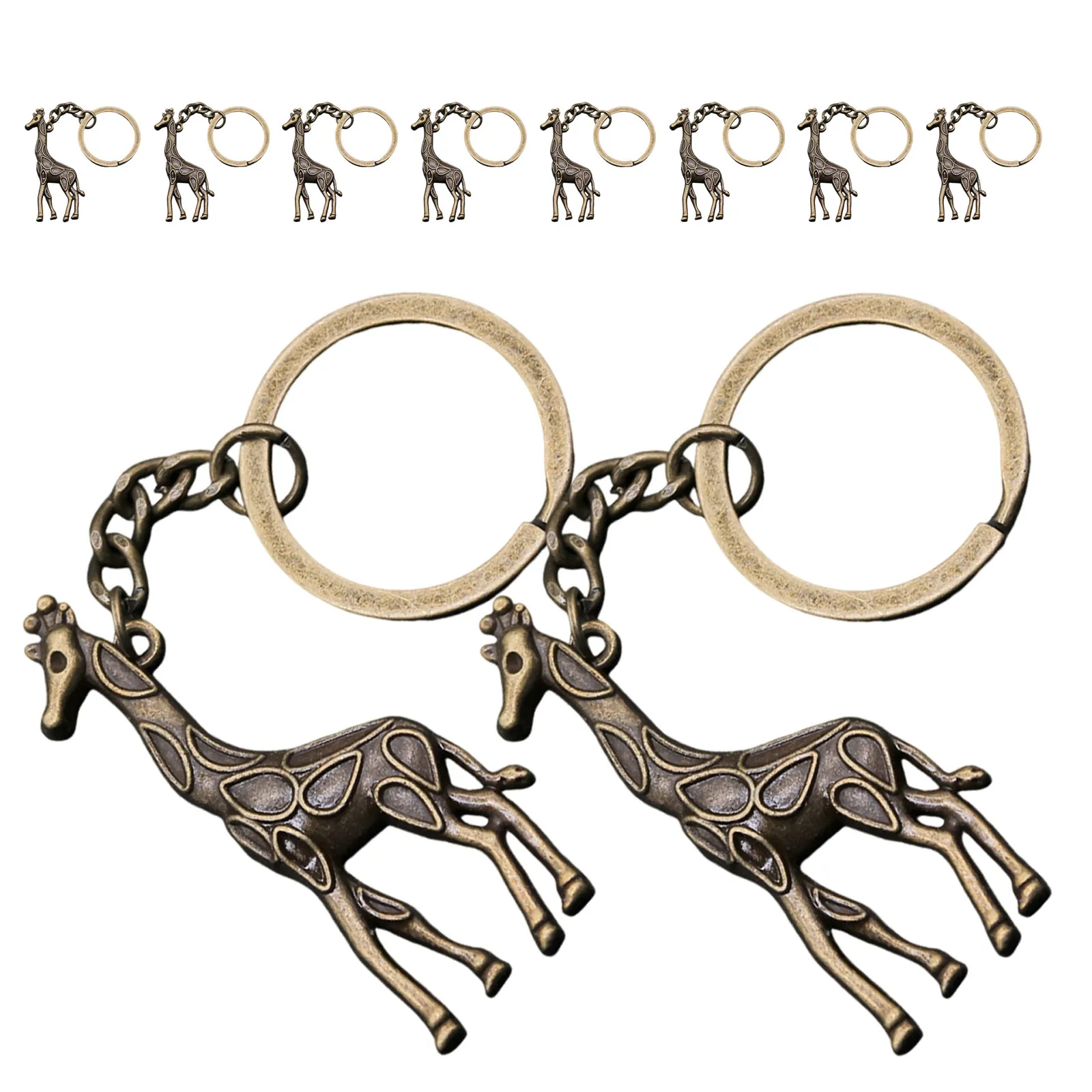 10pcs Cute Animal Keychains – Giraffe Jungle Cartoon Pendant for Keys, Purse, Bag, Christmas Decor