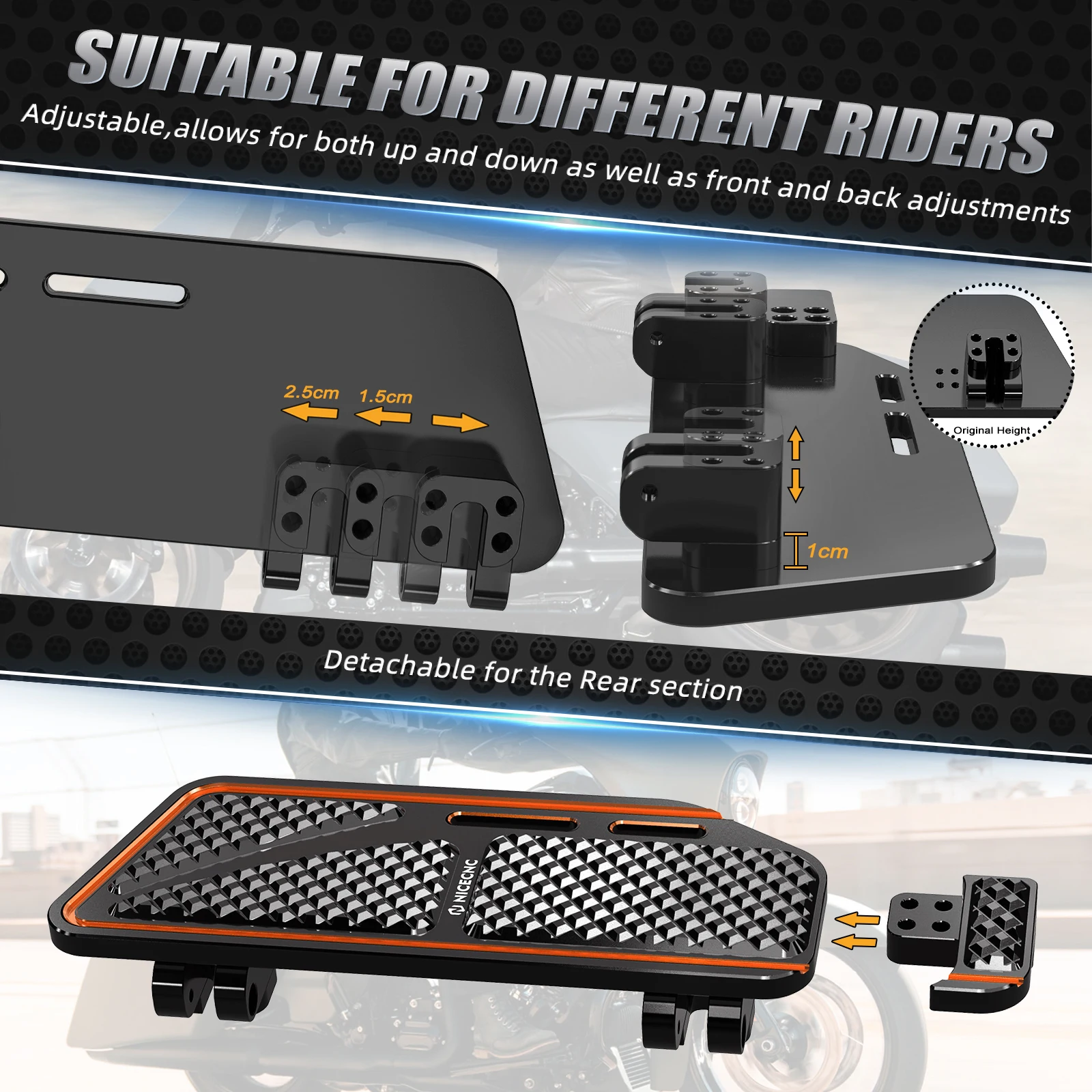 NICECNC Fahrer-Fußrasten Beifahrer-Fußpedale für Harley Street Glide FLHX Road Glide FLTRX /Special Road King FLHR 2017-2024 – Detail 7
