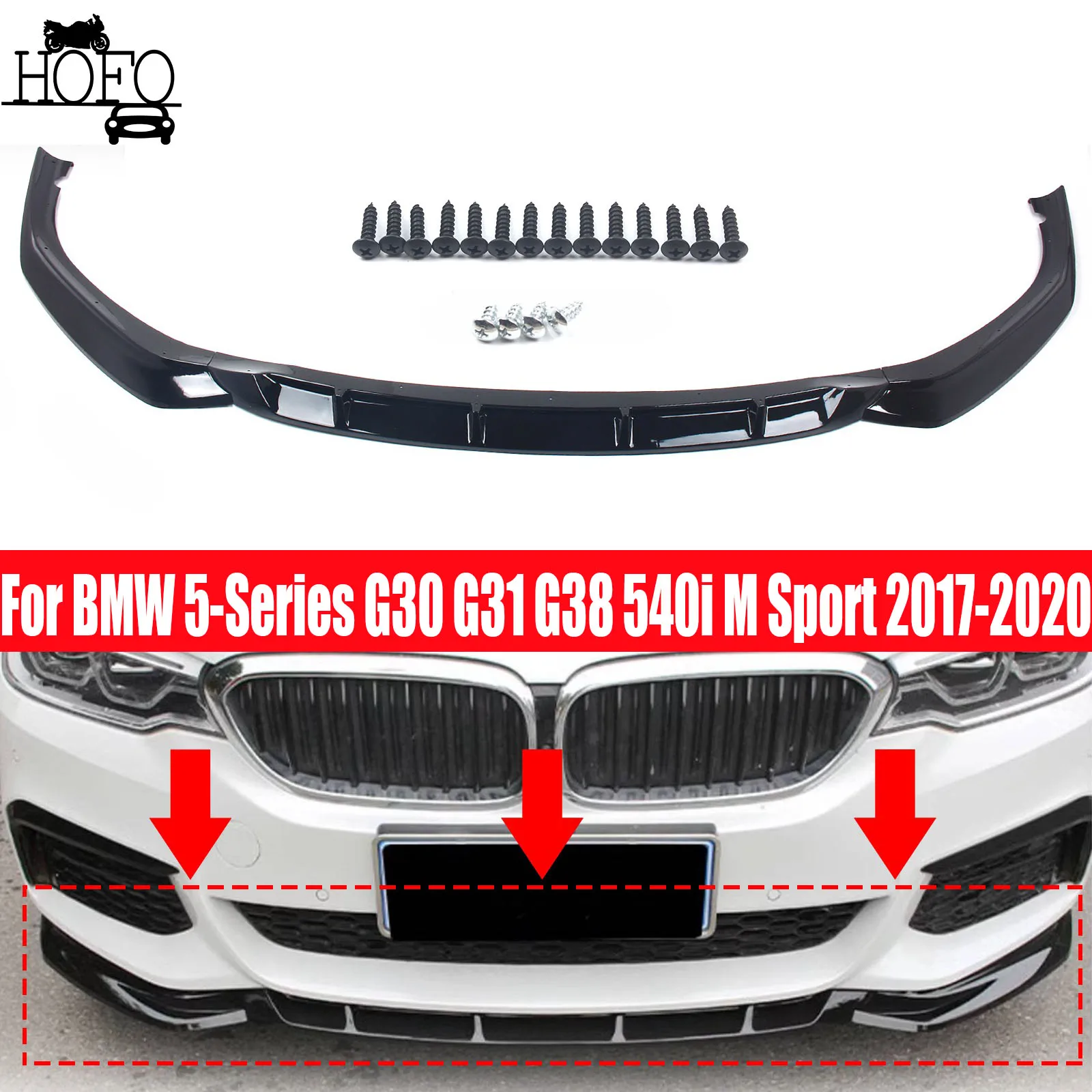 

For BMW 5-Series G30 G31 G38 540i M Sport 2017-2020 Car Front Bumper Spoiler Lip Bumper Protection Guard Spoiler Diffuser