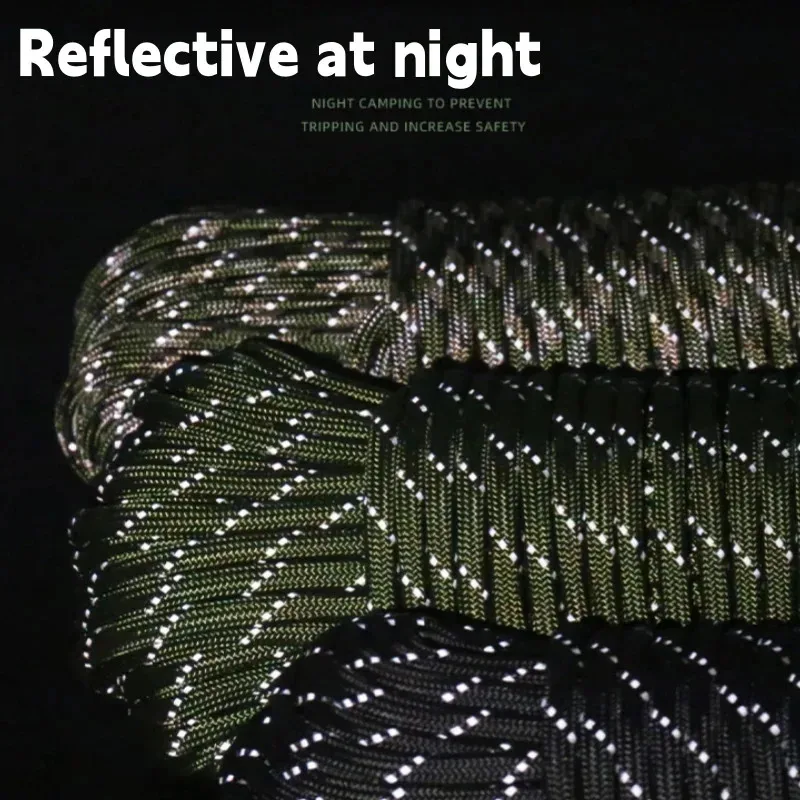 10-Core 750 LBS الجيش Paracord عاكس بقاء حبل للتخييم التنزه التكتيكية استخدام مشعل نار متعددة الأغراض مضفر الحبل #2