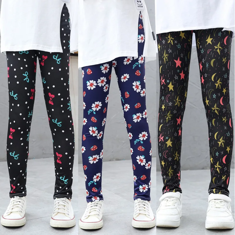 4-13Y Girls Pants Autumn Winter Children Trousers Warm Leggings Thicken Velvet Star Print Kids Pants Baby Girl Keep Warm Legging