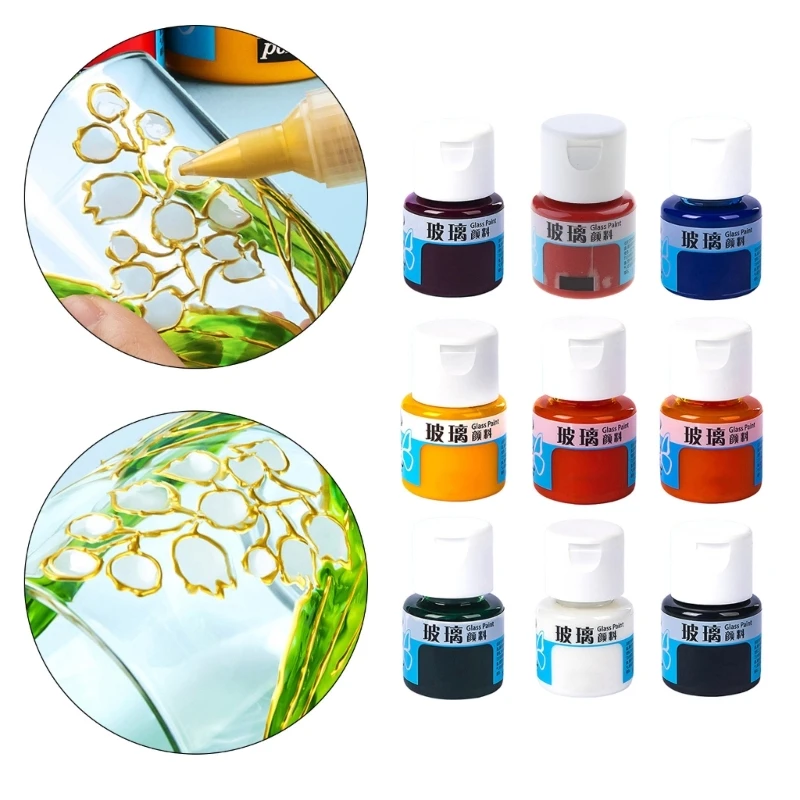 Stained Glass Paint for Superior Glass Art Permanent Window Paint,Gallery Glass-Stain Glass Paint Craft-Porcelain Paint