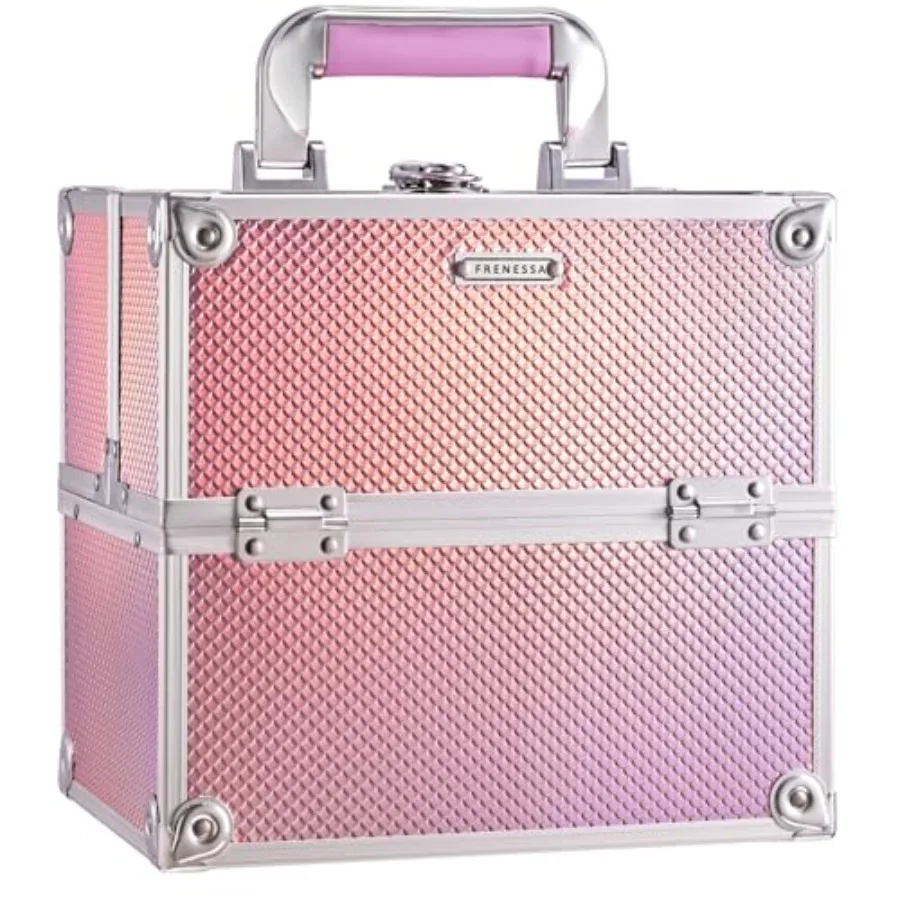 

Makeup Case Makeup Box Cosmetic Organizer Case Portable Make Up Artist Travel Case Storage Box 4 Trays with Dividers Lockable H