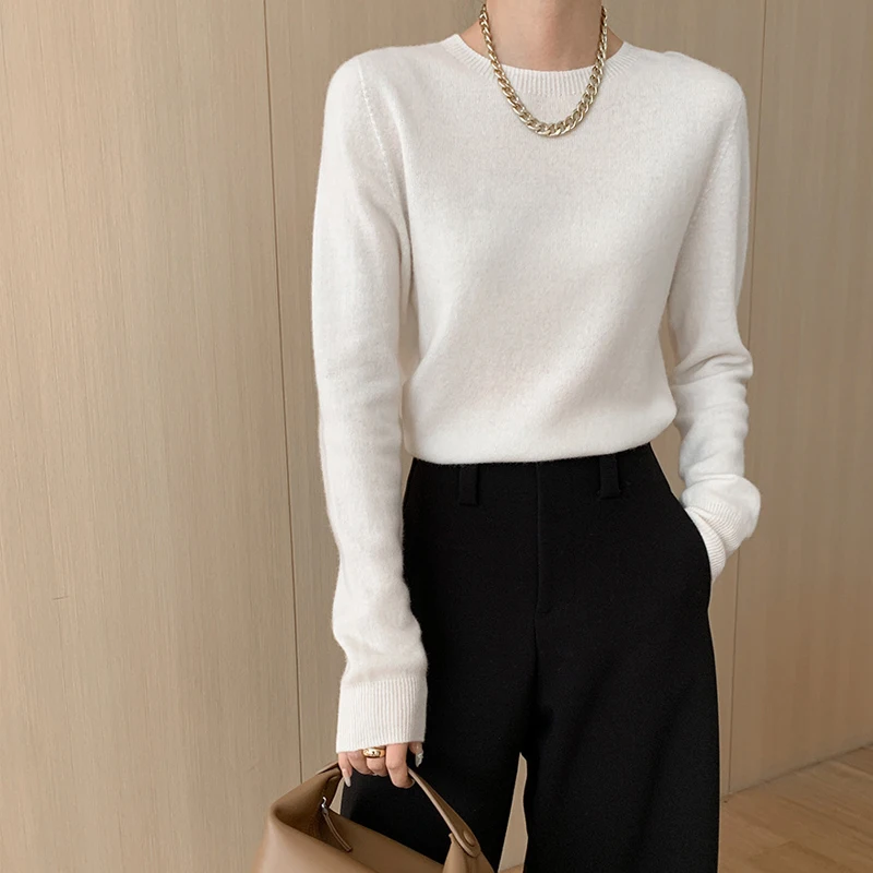 2024 High Quality Autumn Women Loose Style Wool Sweater Thin Basic Pullovers Fleece Clothes Tops For Women Sweater Pull Femme