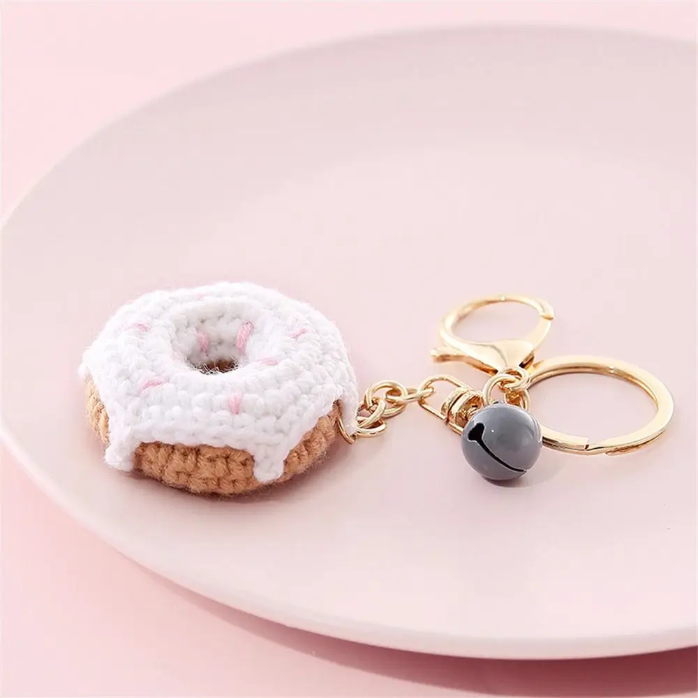 

Lemon Donut Fruit Keychain Crocheted Strawberry Knitting Car Keychain Wool Hand-woven Knitted Keyring Ladies Girls