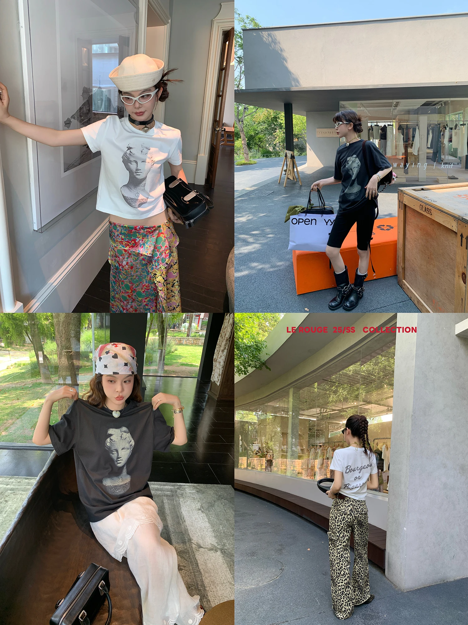 

Loose oulder round Ne T-irt Artistic Statue Print Cotton Blend Comfortable Commute Sle Women's Summer Top