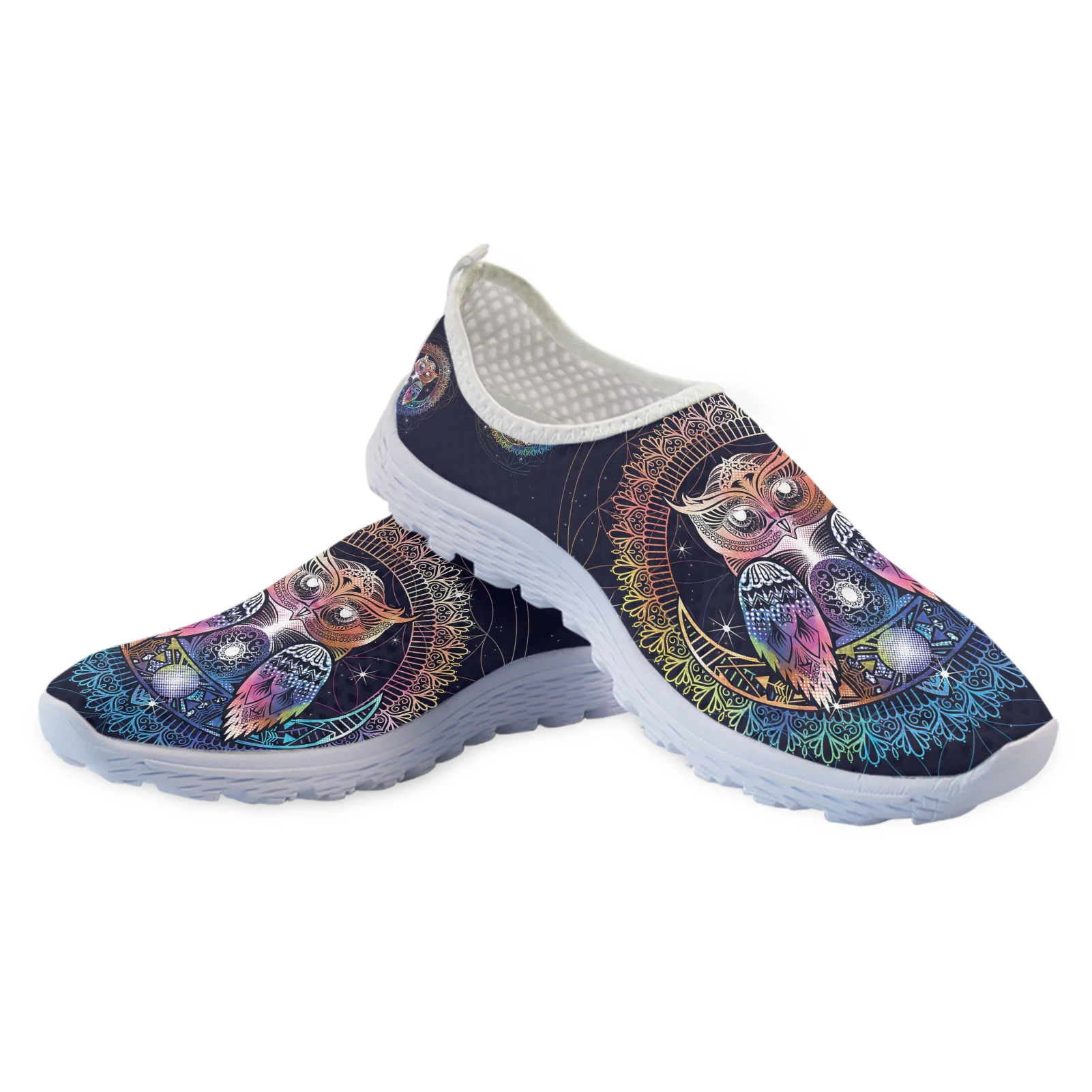 Trendy Gradient Color Boho Owl Design Brand Slip On Comfortable Summer Women's Shoes Casual Sneakers Zapatos Planos