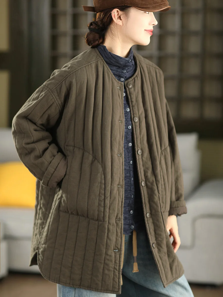 

Зимнее утепленное хлопковое пальто средней длины для женщин, стеганое, на хлопковой подкладке, с длинными рукавами, полностью хлопковый внутренний слой.