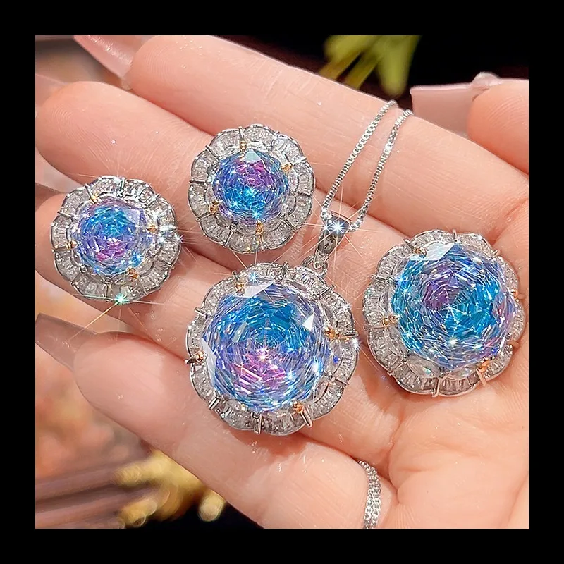 

Новинка 2025, ювелирные изделия Zhuang Shengsheng, медная подошва, позолоченный розовый вырез, постепенное изменение цвета, темперамент, легкий роскошный костюм