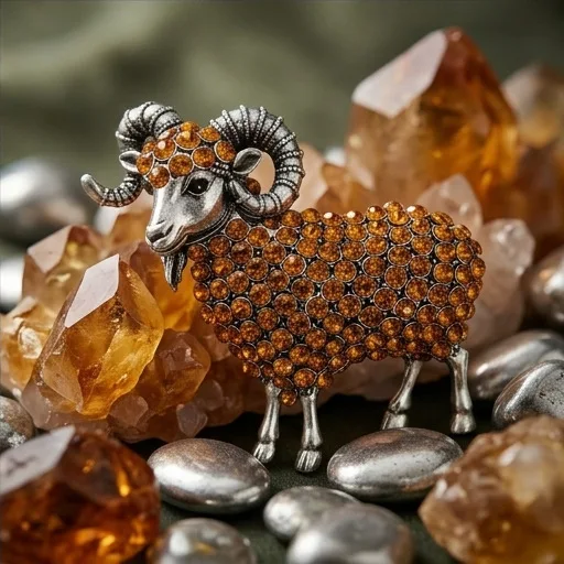 Retro Rhinestone Ram Brooch Women Zodiac Animal Brooches Stylish High Sense Outfit Pin Exquisite Jewelry Gift For Daily Banquet