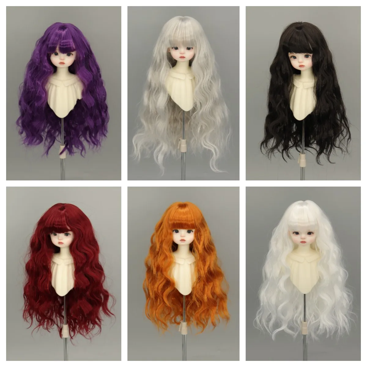 

Кукольный парик, длинные вьющиеся волосы с челкой для куклы Bjd 60/45/30 см, игрушки для девочек, нарядный игровой домик, 1/3 1/4 1/6, аксессуары для кукол, без куклы